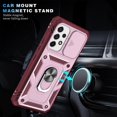 thumbnail image 6 of Military Grade Drop Impact for Samsung Galaxy A53 5G Camera Lens Slide Protection Case 360 Metal Rotating Ring Kickstand Holder Armor Shockproof Case For Samsung Galaxy A53 5G, Pink+Red, 6 of 9