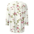 thumbnail image 4 of PuLe Women's Top 3/4 Sleeve Tunic Tops for Women Summer Floral Print Tees Shirts Womens Crew Neck 3/4 Sleeve Basic T-Shirts, 4 of 5