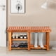 thumbnail image 3 of Costway Zapatero Banco de 3 Niveles, Organizador con Asiento, Zapatero para Botas, Madera de Acacia, Soporta hasta 159 kg, Mueble Multifunción para Pasillo, Baño, Salón, Pasillo Jardín (Teca), 3 of 5