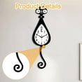 thumbnail image 4 of deevoka Cartoon Cat Shaped Wall Clock Art Quiet for Restaurant Dining Room Farmhouse Curled Tail, 4 of 9