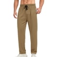 thumbnail image 4 of Eltusu Men's Athletic Pants Open Leg, Running Straight Legs Drawstring Elastic Waistband Workout Pants Khaki Size 2XL, 4 of 8