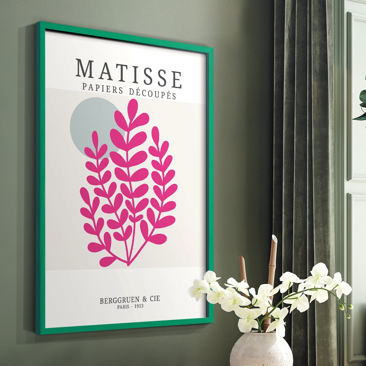 Matisse CDXXI in Green Solid Wood Framed Print No Nail Hanging