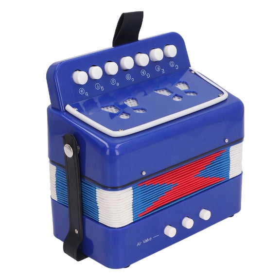 Educational Kids Button Accordion Starter Musical Instrument for Beginner Students 7 Keys 2 Bass Blue 7.48x7.48x4.33 Inches