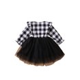 thumbnail image 2 of Qiylii Girl’s Dress Plaid Mesh Yarn Stitching Button Long Sleeve Dress, 2 of 8