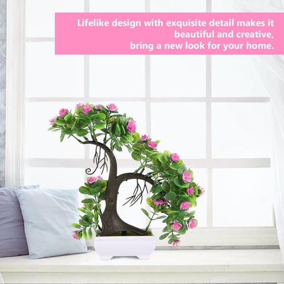 OUNONA Set of 2 Artificial Plastic Potted Flowers for Windowsill Decoration, Realistic Indoor Plant Accents