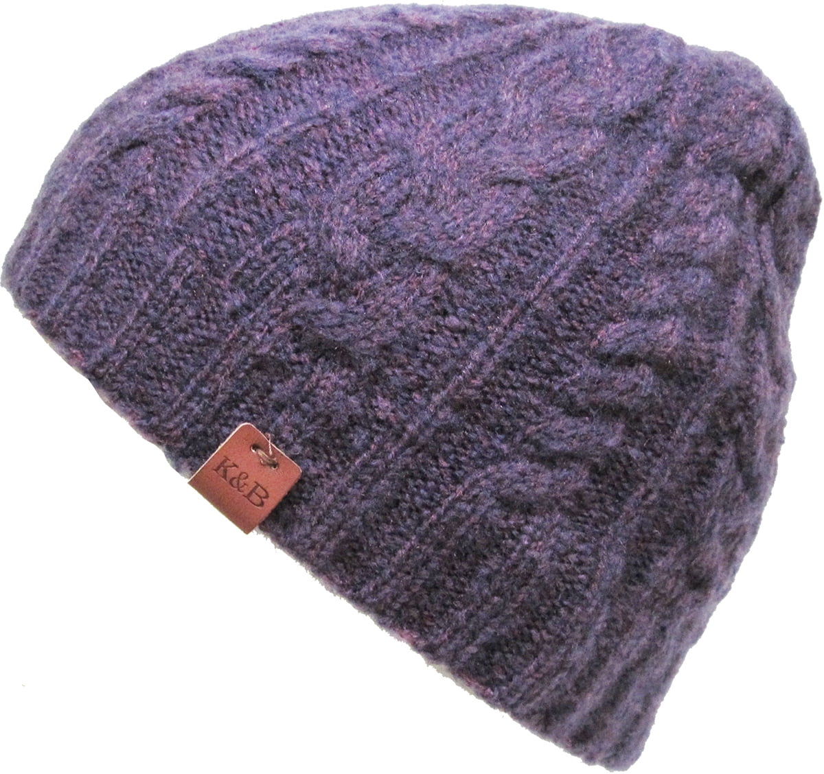 Purple Premium Soft Cable Knit Beanie Short Skull Cap Ski 