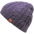 thumbnail image 3 of Purple Premium Soft Cable Knit Beanie Short Skull Cap Ski Warm Hat, 3 of 5