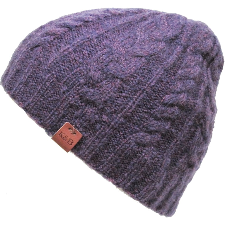 Women\'s Slouchy Light Purple Beanie Winter Warm Chunky Skull Cable Knit Hat Cap HISSHE Women main image 4