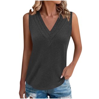 Women's Silk Tank Top - V-Neck Camisole Blouse, Soft & Loose Sleeveless Shirt For Casual Or Layering (Khaki, S)
