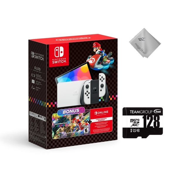 TEC New Nintendo Switch – OLED Model Mario Kart 8 Deluxe Bundle with Teamgroup 512GB MicroSDHC