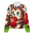 thumbnail image 5 of Jackets for Women Winter Coat Jackets Flannel Stand Collar Jacket(Cute Hedgehog with Apple,Size:S-4XL), 5 of 7