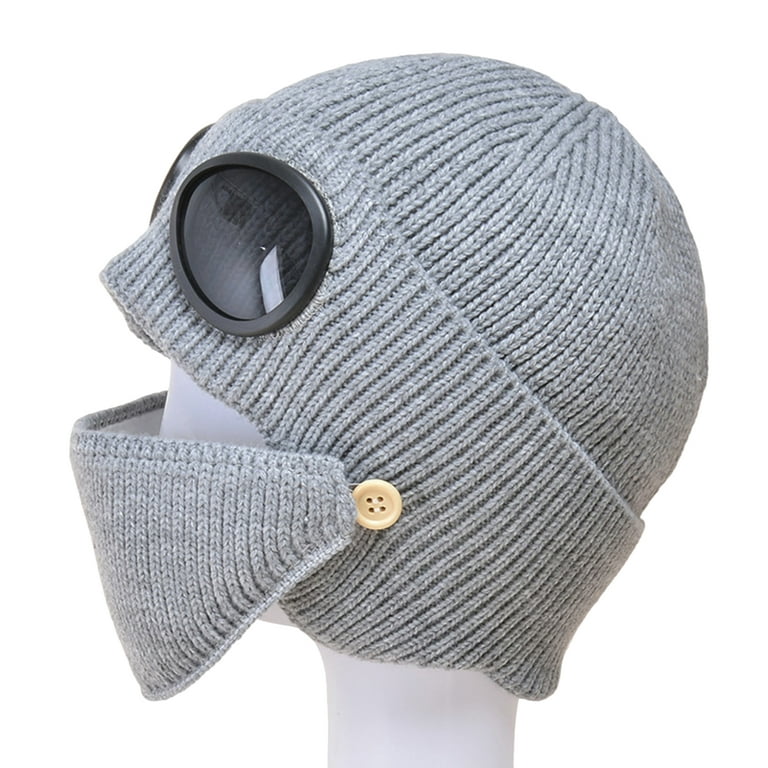 Fashion Ear Protector Wool Knitted Wool Hat With Glasses, In