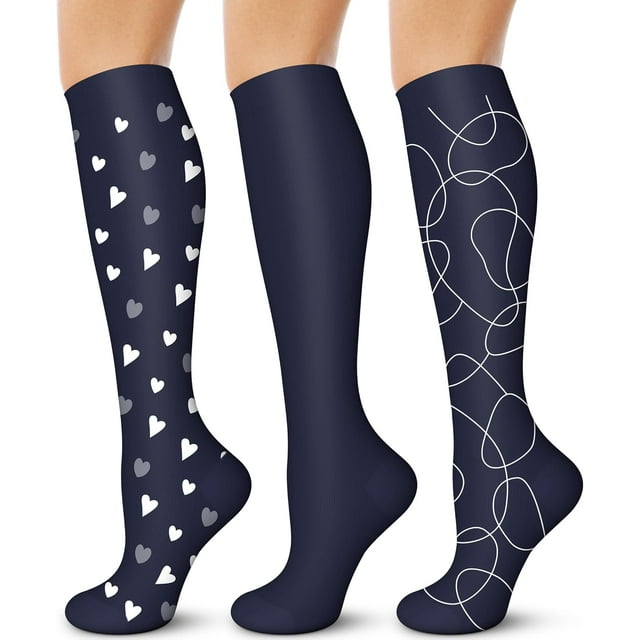 3/6 Paires de Bas de Compression pour Femmes et Hommes 15-20 mmHg - Meilleur Soutien pour Infirmières, Course, Randonnée, Récupération et Bas de Vol