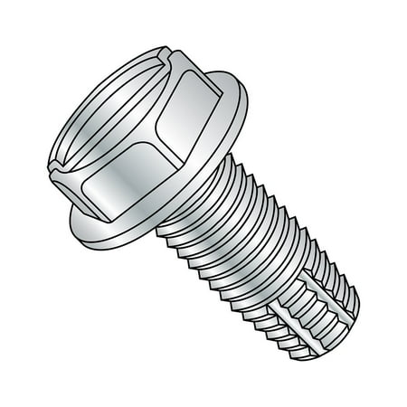 

Steel Thread Cutting Screw Zinc Plated Finish Hex Washer Head Slotted Drive Type F #8-32 Thread Size 3/8 Length (Pack of 100)