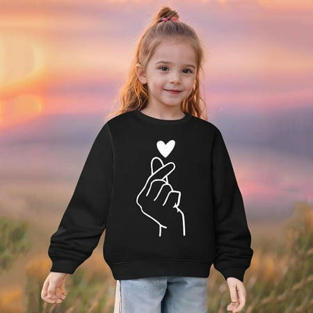 

Ganfancp Heart Print Long Sleeve Sweater for Big Girls & Boys – Soft Stylish Fashion for Ages 2-10 Casual Comfort Wear Clearance Sales Today Deals Prime