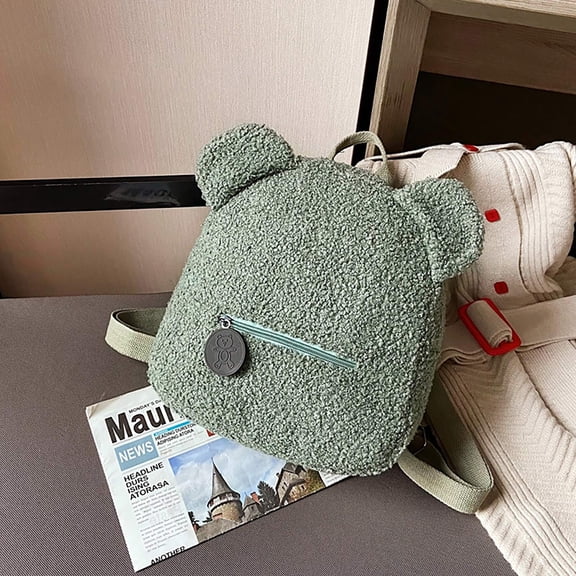 Ycandiee Plush Backpack, Cute Fuzzy Bear Ears Backpack, Ear Backpack, Soft Fluffy Casual Daypack, Mini Shoulder Bag Purse Gifts