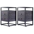 thumbnail image 1 of VECELO Set of 2 Glass Top Nightstand with 2-Drawer, Modern Side End Table with Open Storage Shelf for Bedroom Living Room Office, Charcoal Gray, 1 of 8