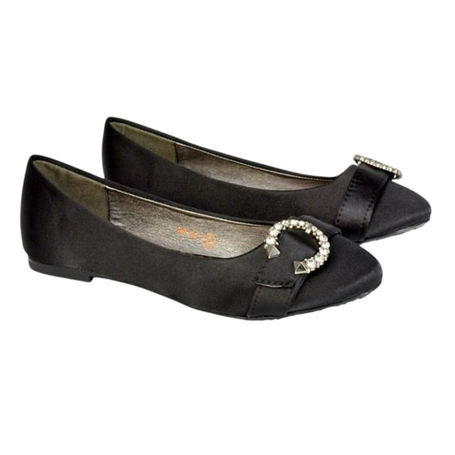 XY London Ballerines de Mariée pour Femmes en Ferne Broach à Strass devant