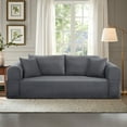 thumbnail image 4 of VFD Modern 3-Seater Sofa with Deep Seat, No Assembly Required, Modern Corduroy Couch with 2 Pillows, Lazy Compression Sofa for Living Room Bedroom, Hybrid Sofa in a Box, Deep Gray, 4 of 11