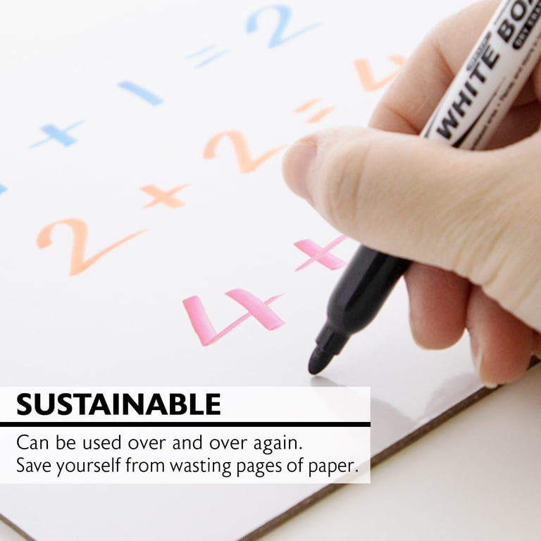 BAZIC Dry Erase Lap Board + 4 Black Marker, Double Sided