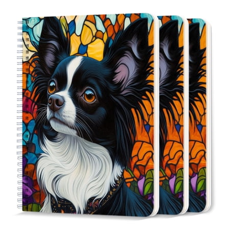 Spiral Journal Notebook 50 Sheets A5 College Ruled Notebook/Journal 3 Pcs for School Office Home - Long-Haired Chihuahua