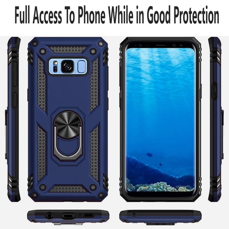 Samsung Galaxy S8 Case, STARSHOP Drop Protection Ring Kickstand Cover- Ink Blue
