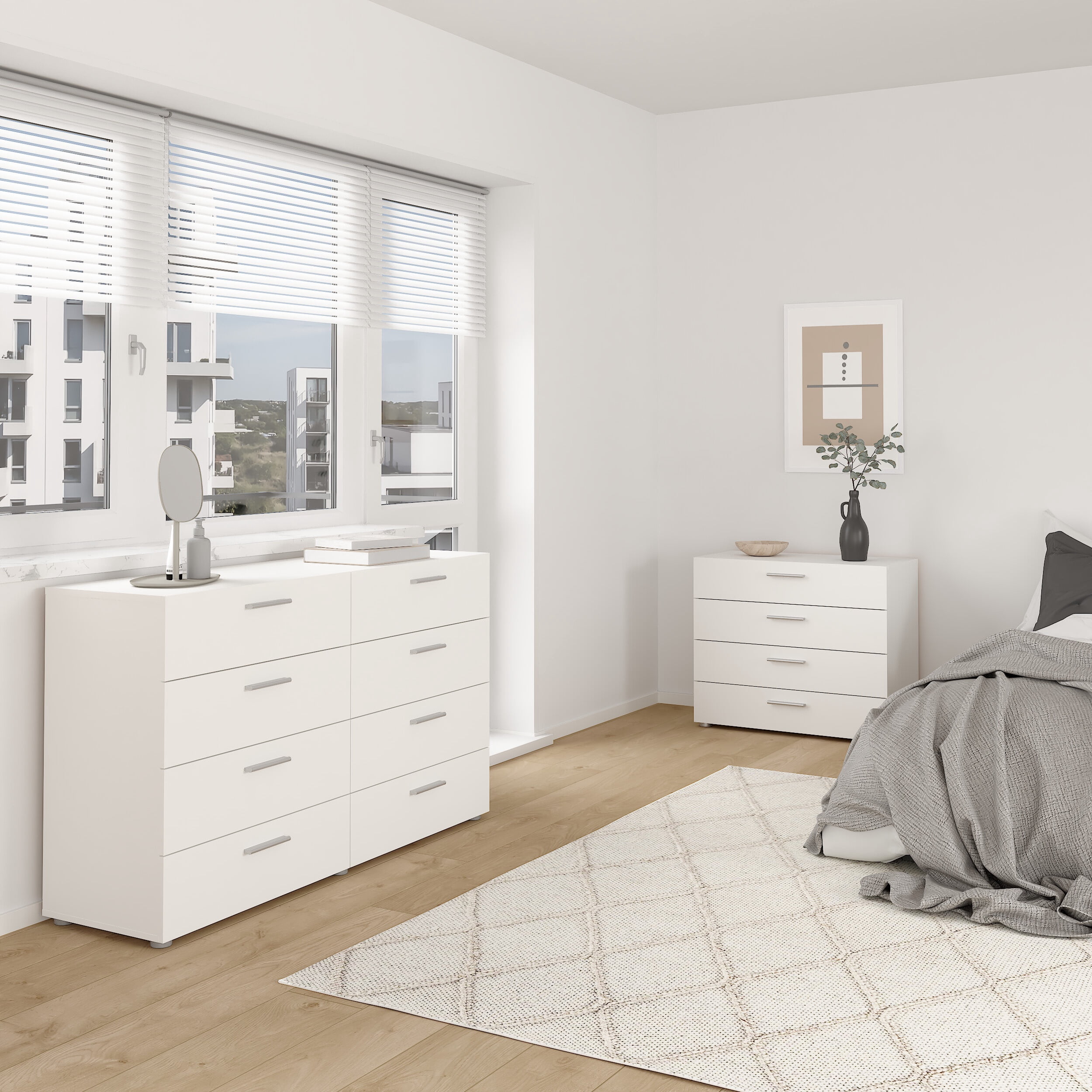 Tvilum Loft 2-Piece Bedroom Set with Dresser and Chest, White