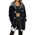 thumbnail image 2 of Womens Jacket Longline Jackets Christmas Print Winter Cozy Lined Full Zip Outerwear for Cold Weather Women's Coats Black L, 2 of 5