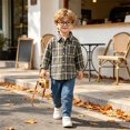 thumbnail image 5 of felwors Boys Flannel Shirts Long Sleeve Button Down Plaid Shirt | Fall, Holiday, Picture Day, Collared, Kids Button Up (Green,2-3 Years), 5 of 7