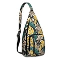 thumbnail image 1 of Jungle Floral Sling Backpack - Exotic Monstera & Flowers Design Crossbody Bag, Fashionable Pack, 1 of 4