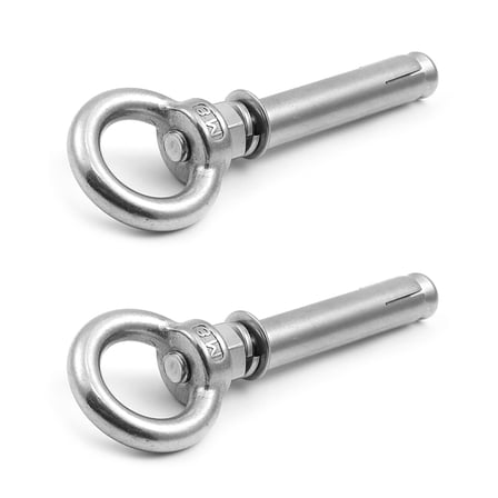 Expansion Lifting Eyebolt M8x80mm Eye Ring Bolt 4.13" Length 304 Stainless Steel Expansion Bolts with Nuts Eye Hooks Anchor Fastener for Concrete Wall Masonry Ceiling Silver 2Pcs