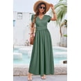 thumbnail image 2 of Vestido largo de maternidad OUGES, cuello en V, cuello en V, gris y verde, 2 of 7