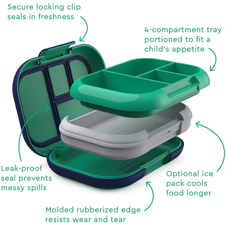  Genteen Premium Kids Lunch Box - Kids Chill Bento Box with 3  Compartments and Removable Ice Pack for Measl and Snacks,Toddler Lunch Box  for Daycare,School,Leak-Proof,BPA-free,Dishwasher Safe-Green: Home & Kitchen