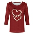 thumbnail image 3 of XUNKUSGA Tops for Women Cute Love Heart 3/4 Sleeve Womens T Shirts Lightweight Breathable Crewneck Valentine's Shirts for Women Soft Skin-Friendly Blouses for Women S-5XL Red, 3 of 4