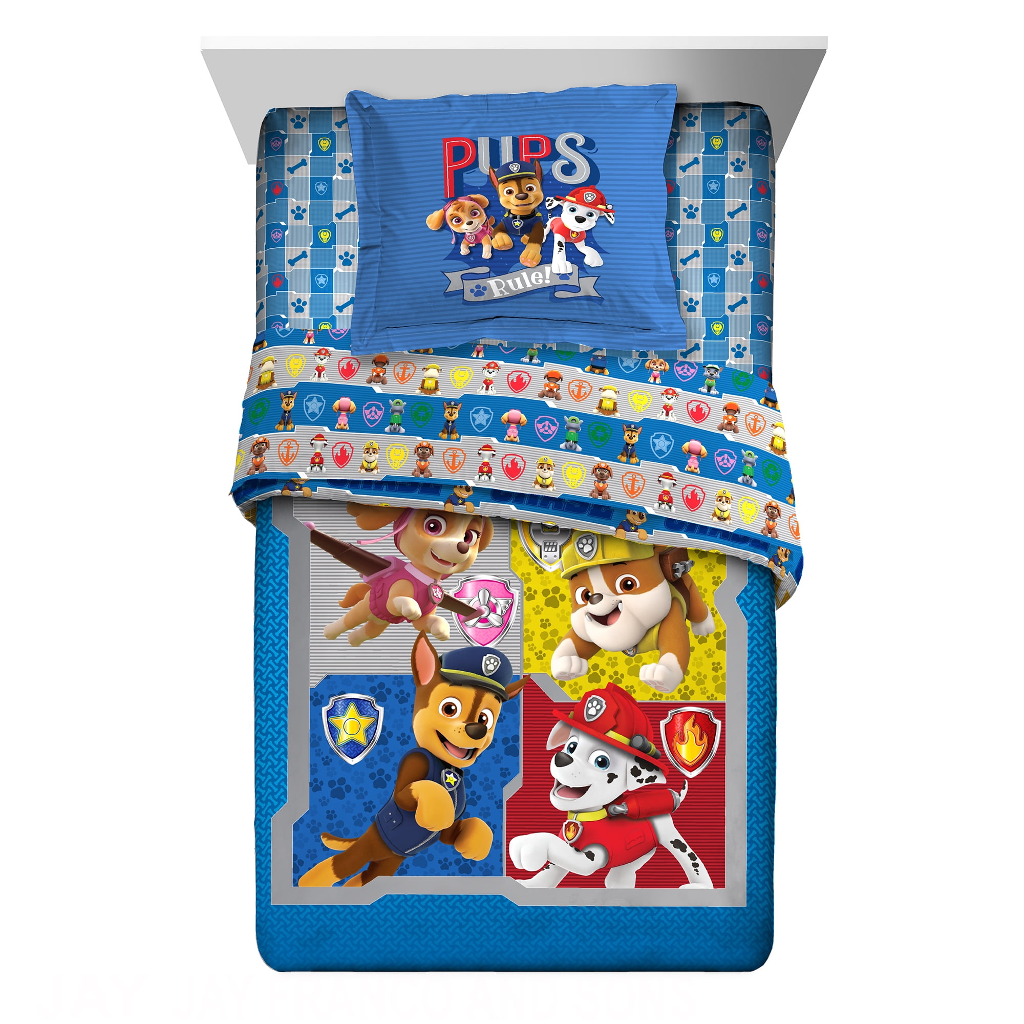Paw Patrol 5 pc Twin/Full Reversible Comforter and Full Sheets Bedding Set NEW 