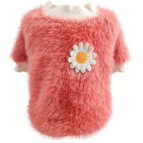 Small Dogs Clothes for Winter Dog Dog Clothes for Small Dogs Sweaters Girl Dog Clothes Winter Coats for Small Hoodies for Small Dogs Dogs Girl Daisy Style Plush Round Neck Flowers Sweater D