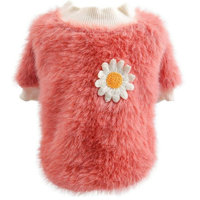 Kcodviy Chandails Chandail Fleurs Chien Petit Chien Chandail Hiver Col Petit Style Rond Vêtements Hiver pour Petits Chiens pour Chiens Fille Animal de Compagnie Vêtements Petit Chien