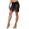 thumbnail image 4 of INSPIRE CHIC Crochet Skirt for Women Tassel Mesh Cover Up Skirts Drawstring Beach Skirt M Black, 4 of 6