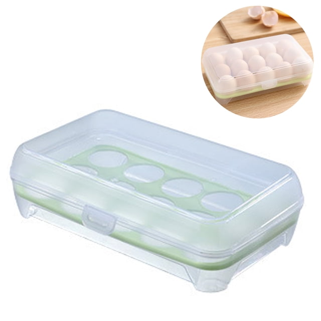 Soporte de plástico para huevos, soporte para bandeja de huevos rellenos con tapa, contenedores de huevos portátiles apilables para refrigerador con 15 ranuras para huevos para acampar nevera cocina Adepaton 2035459-1