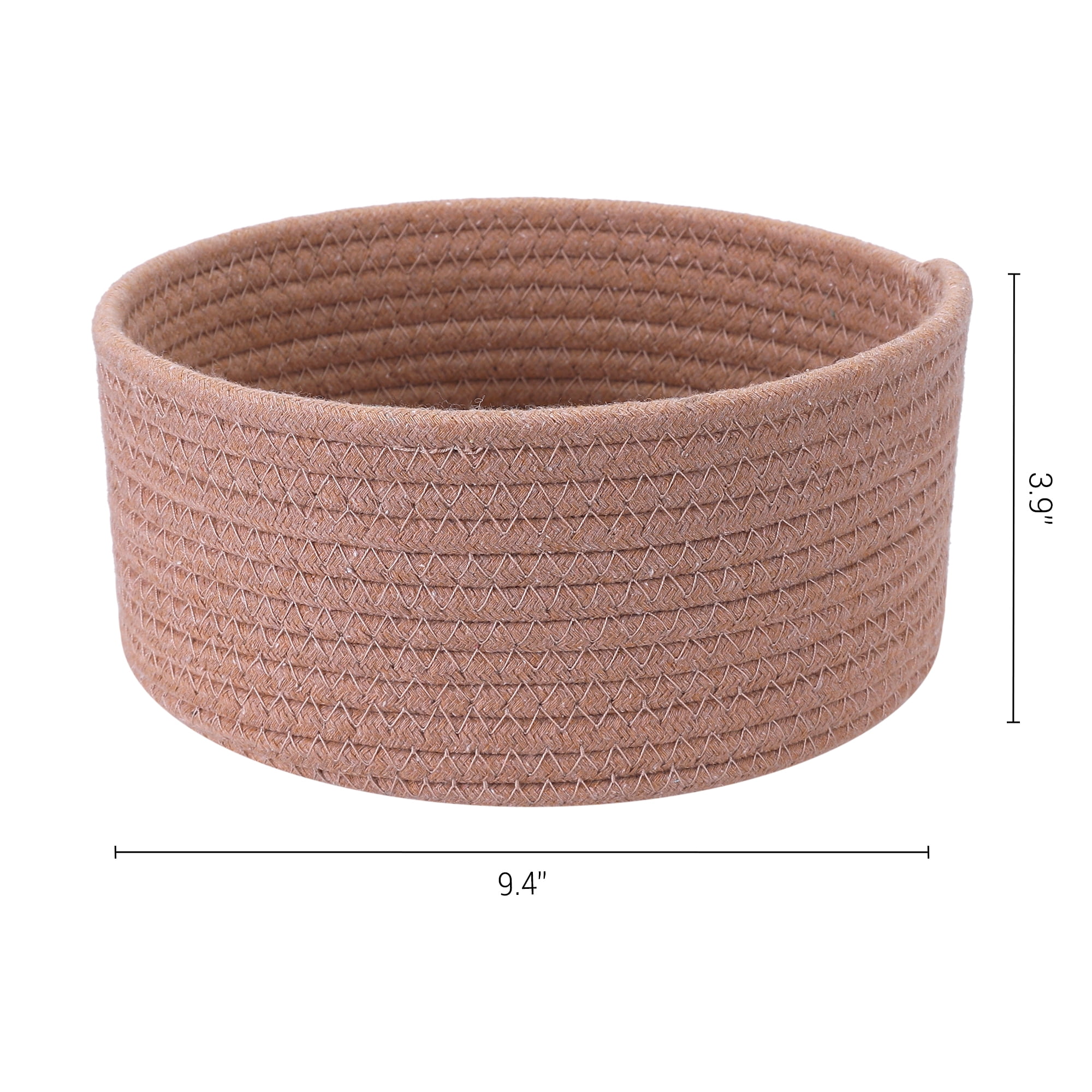 Unique Bargains Round Woven Storage Basket Small Storage Bin for Home Decor Brown L