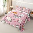 thumbnail image 3 of Manfei Cute Cartoon Cat Bed Spread Queen, Paw Fishbone Queen Coverlet Set, Pink, 3-Piece, 1 Quilt and 2 Pillowcases, 3 of 7