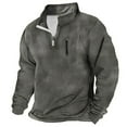 thumbnail image 2 of DDAPJ pyju Mens Quarter Zipper Sweatshirt, Vintage Distressed Pullover Tops Casual Long Sleeve Lapel Collar Golf Polos Shirt Gray M, 2 of 8
