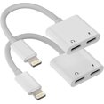 thumbnail image 1 of 2pack,Compatible for iPhone Headphone Adapter Double Compatible with Lightning Port to Audio Jack and Charger Earphone Charging Splitter 11 12Mini pro, 1 of 4