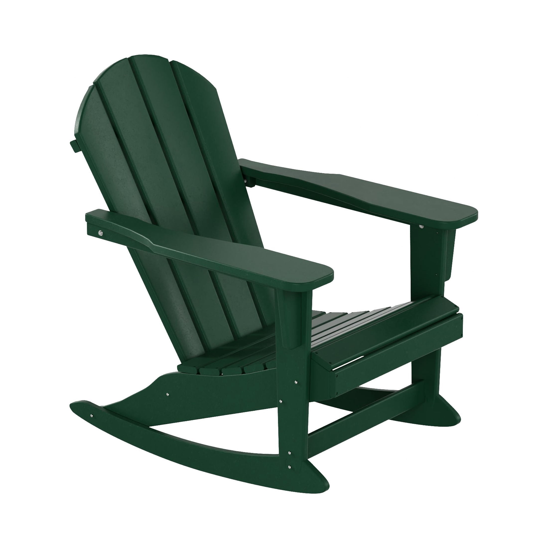 WestinTrends Malibu 3 Piece Outdoor Rocking Chair Set, All Weather Poly Lumber Porch Patio Adirondack Rocking Chair Set of 2 with Side Table, Dark Green