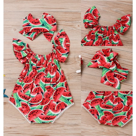 - Adorable Newborn Baby Girls Romper Watermelon Clothes Jumpsuit Bodysuit Outfits