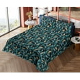 thumbnail image 4 of Ambesonne Leaves Greenery Fitted & Flat Sheet with Shams 4 Pcs Set, Leafy Night Jungle, Calking, Teal Cadet Blue Peach, 4 of 5