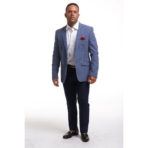 Elie Balleh Navy Doted Blazer Men's Blazers Sports Coat Jacket