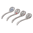 thumbnail image 3 of 4 Pieces Asian Retro Chinese Ceramic Rice Spoons Curved Handle Ramen Soup Spoon Painted Flower Spoons with Long Handle,4 * Soup Spoons,As shown, 3 of 10