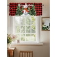 thumbnail image 2 of Valances for Windows Merry Christmas Cute Snowman Xmas Tree Red and Black Buffalo Plaid Rod Pocket Cafe Window Treatments Valance Curtains for Kitchen Bathroom Laundry Basement Windows 54"x18", 2 of 9