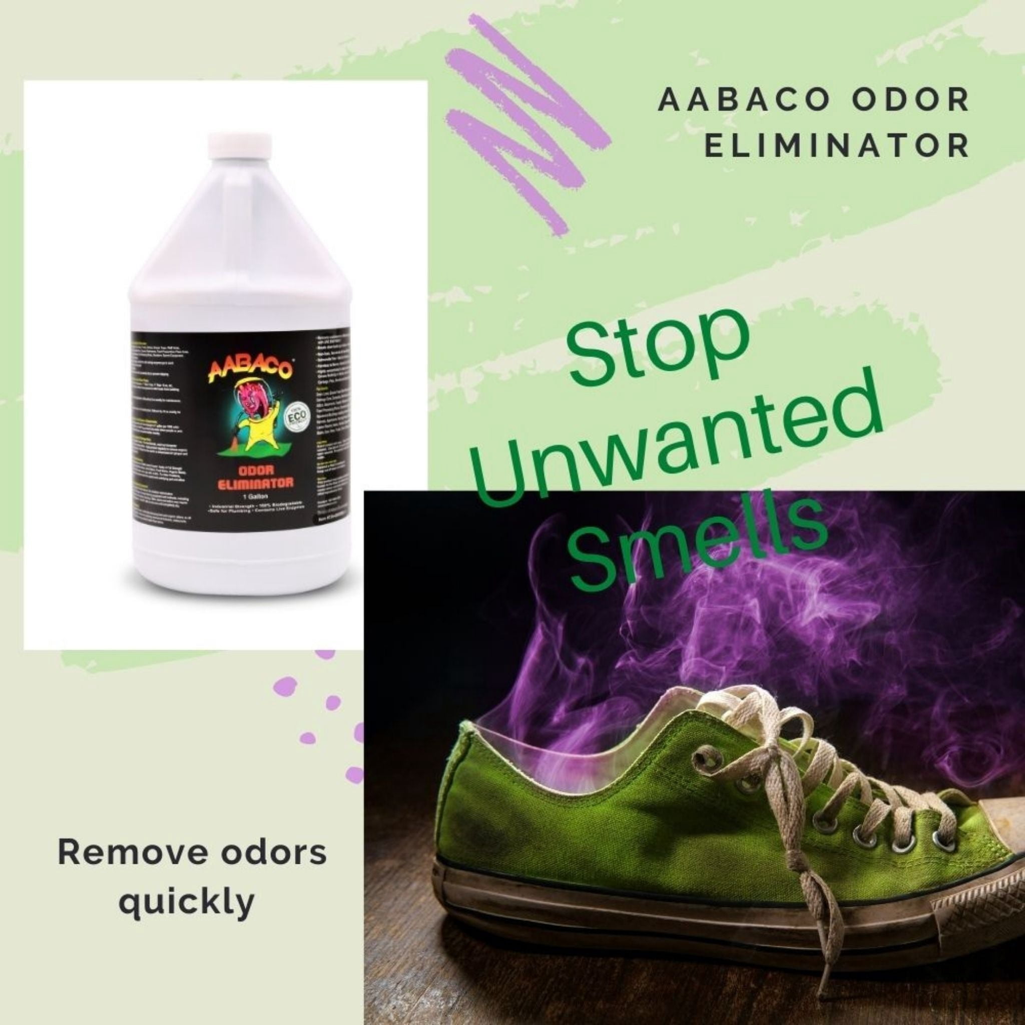 Aabaco Odor Eliminator Spray, Industrial Strength Deodorizer, 5 Gallon
